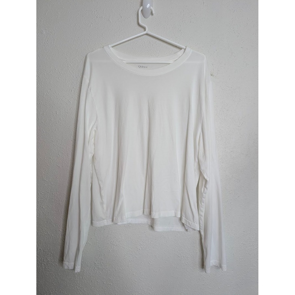 Quince Womens Long Sleeve Tee Size XL White Tencel Jersey Crew Neck Casual Basic